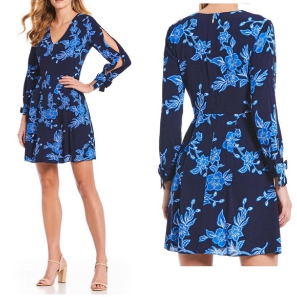 DRAPER JAMES Geranium Print Tie Sleeve Dress - Picture 2 of 15